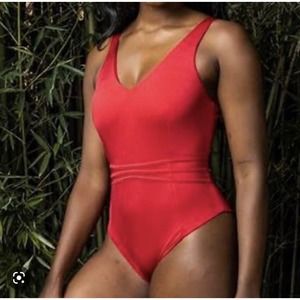 BuffBunny Collection Pleat The 5th RED One Piece Swimsuit Size SMALL NWT